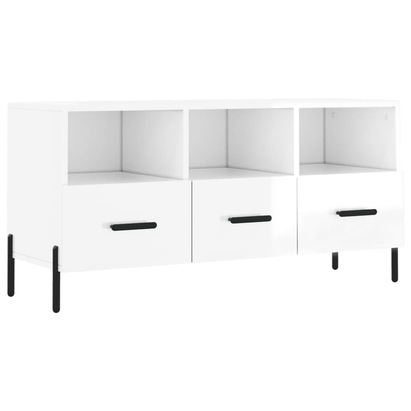 Tv-meubel 102x36x50 cm bewerkt hout hoogglans wit MeubelReus