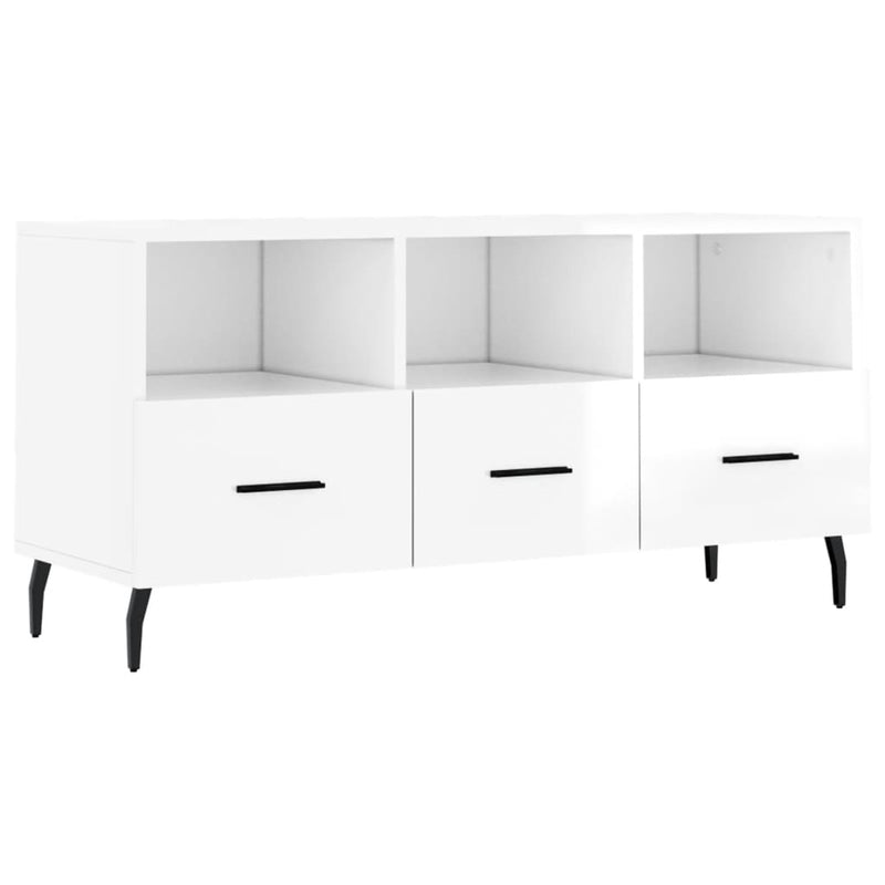 Tv-meubel 102x36x50 cm bewerkt hout hoogglans wit MeubelReus