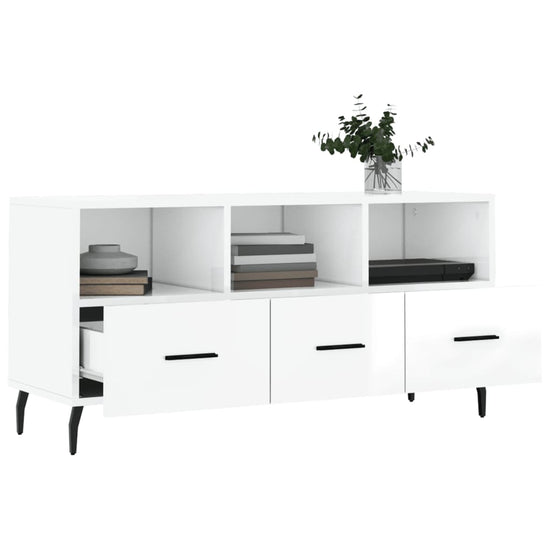 Tv-meubel 102x36x50 cm bewerkt hout hoogglans wit MeubelReus