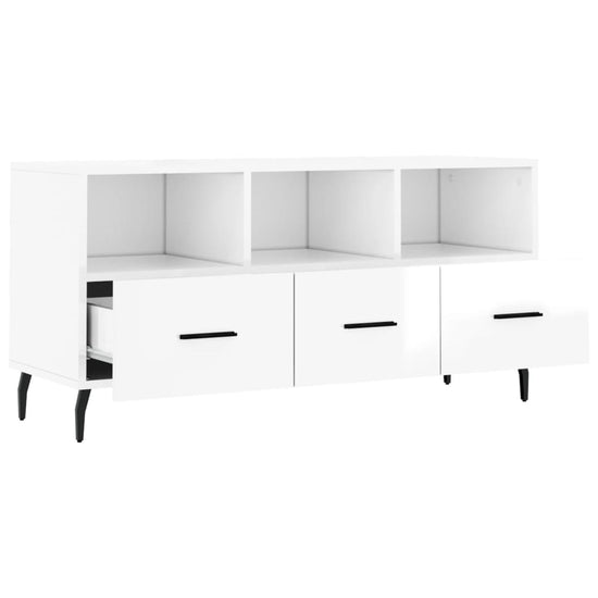 Tv-meubel 102x36x50 cm bewerkt hout hoogglans wit MeubelReus
