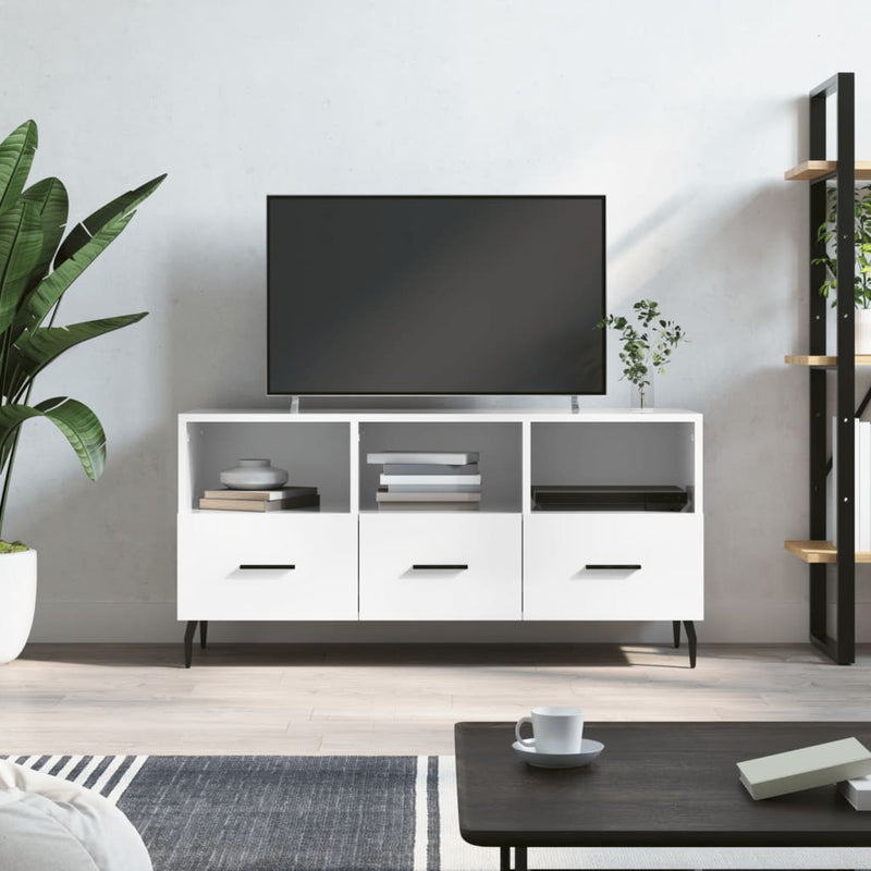 Tv-meubel 102x36x50 cm bewerkt hout hoogglans wit MeubelReus