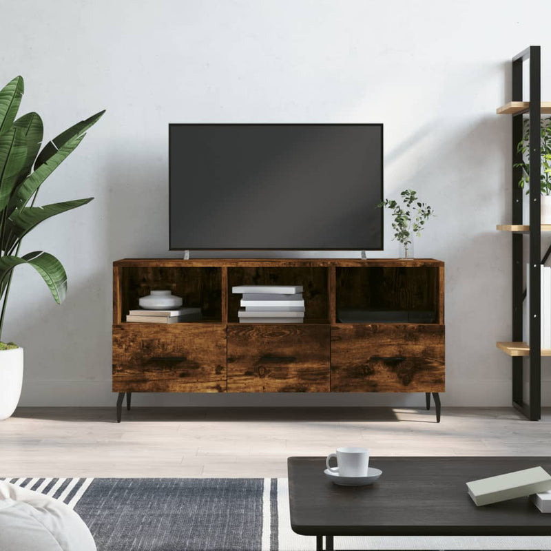 Tv-meubel 102x36x50 cm bewerkt hout gerookt eikenkleurig MeubelReus