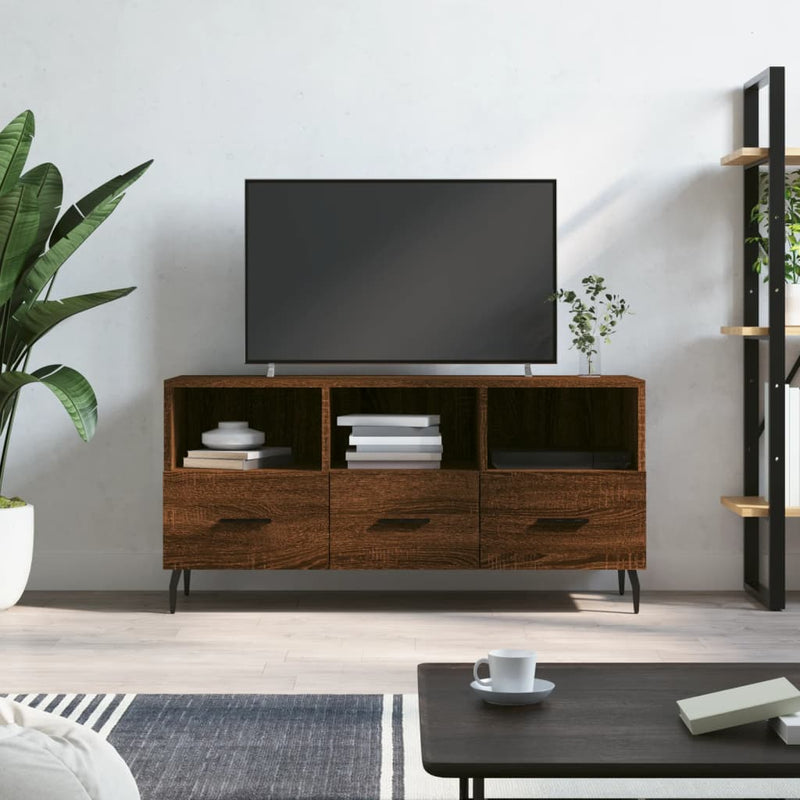 Tv-meubel 102x36x50 cm bewerkt hout bruin eikenkleur MeubelReus