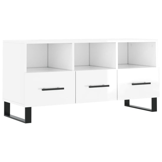Tv-meubel 102x36x50 cm bewerkt hout hoogglans wit MeubelReus