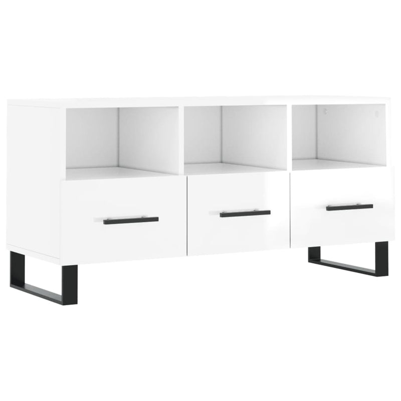 Tv-meubel 102x36x50 cm bewerkt hout hoogglans wit MeubelReus