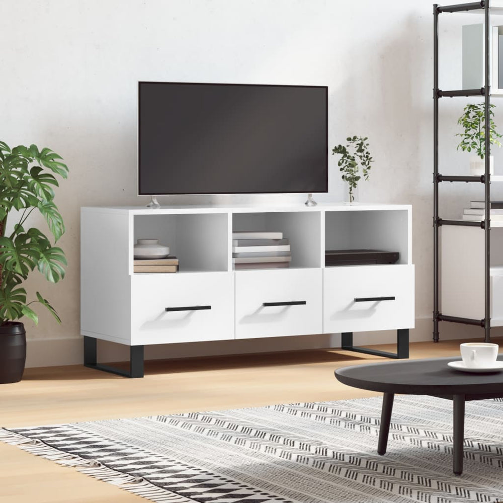 Tv-meubel 102x36x50 cm bewerkt hout hoogglans wit MeubelReus