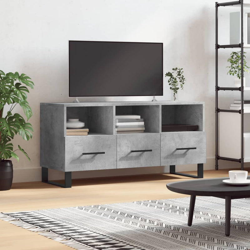 Tv-meubel 102x36x50 cm bewerkt hout betongrijs MeubelReus