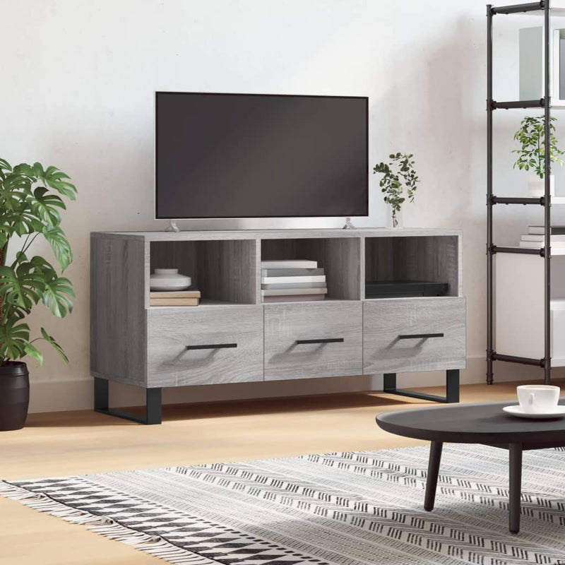 Tv-meubel 102x36x50 cm bewerkt hout grijs sonoma eikenkleurig MeubelReus