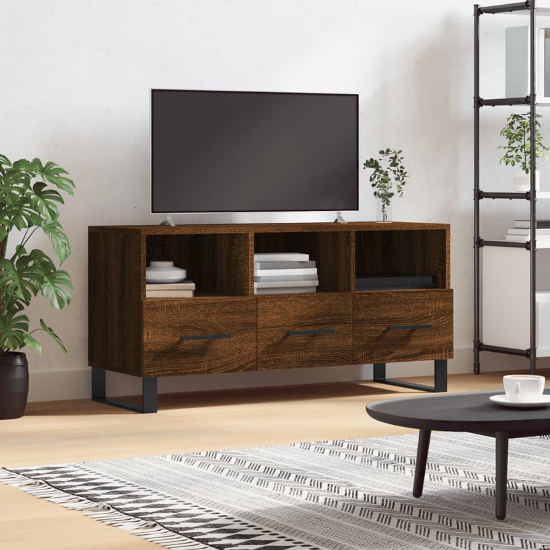 Tv-meubel 102x36x50 cm bewerkt hout bruin eikenkleur MeubelReus