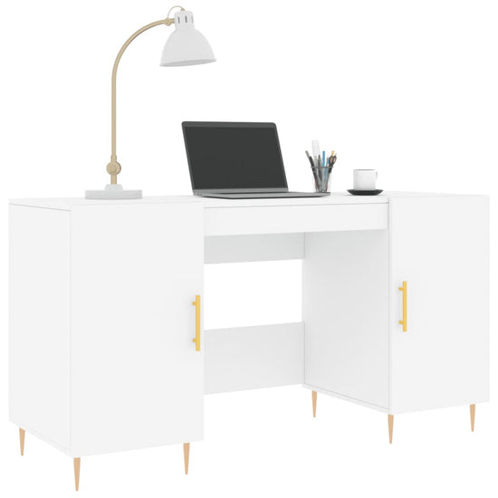 Bureau 140x50x75 cm bewerkt hout wit MeubelReus