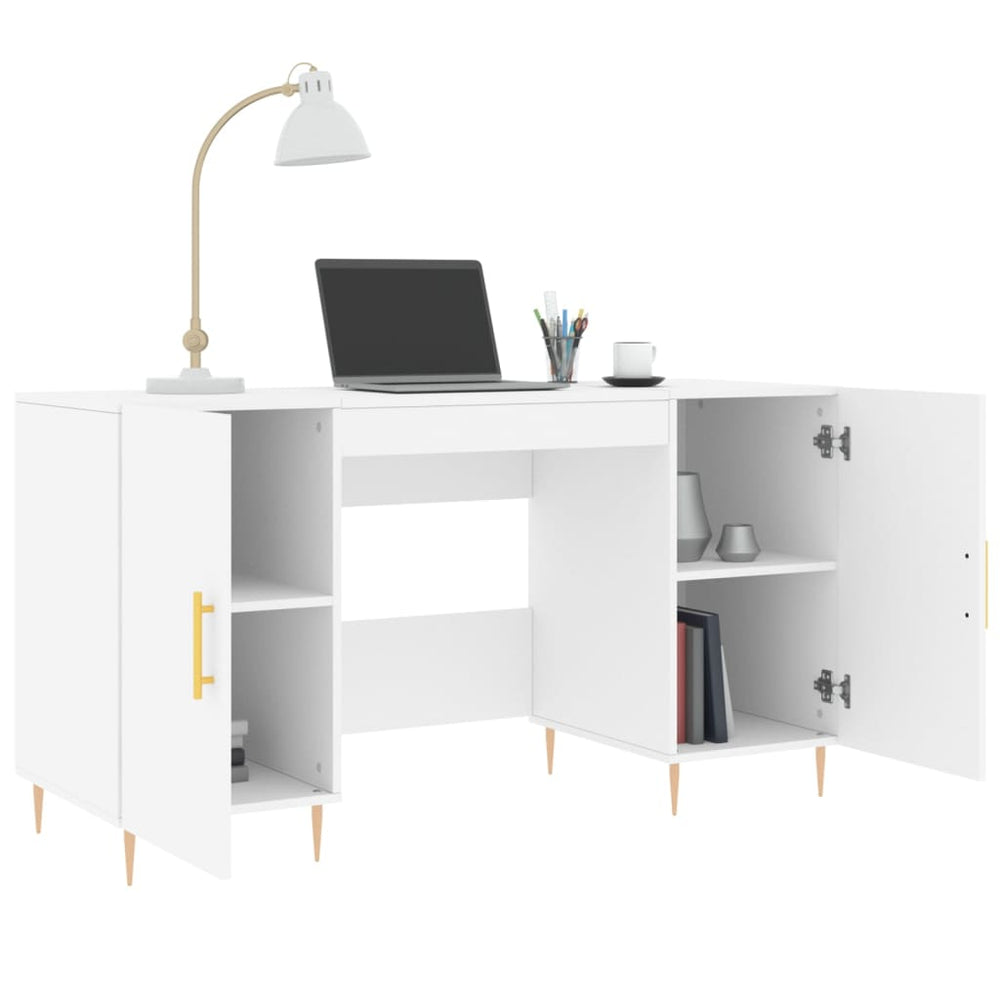 Bureau 140x50x75 cm bewerkt hout wit MeubelReus