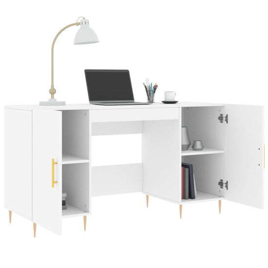 Bureau 140x50x75 cm bewerkt hout wit MeubelReus