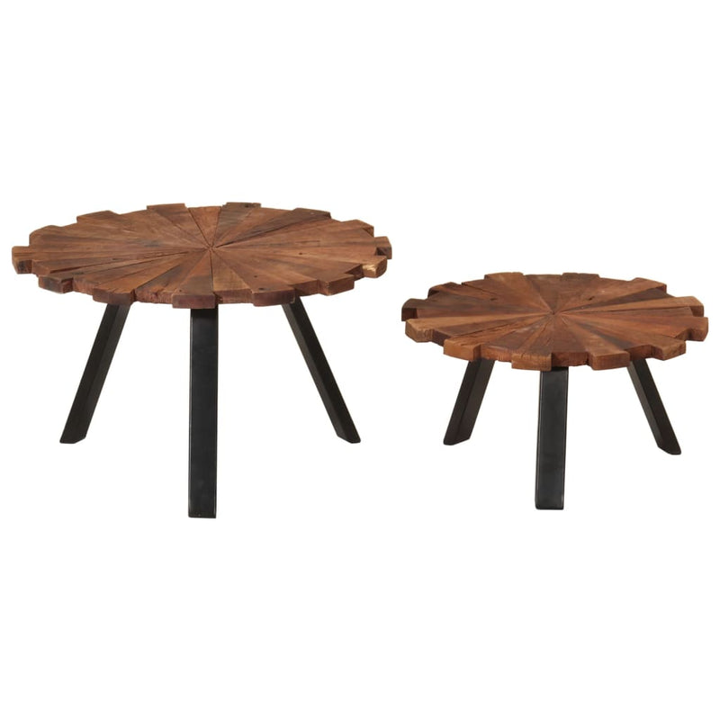 Salontafels 2 st massief gerecycled hout en ijzer MeubelReus