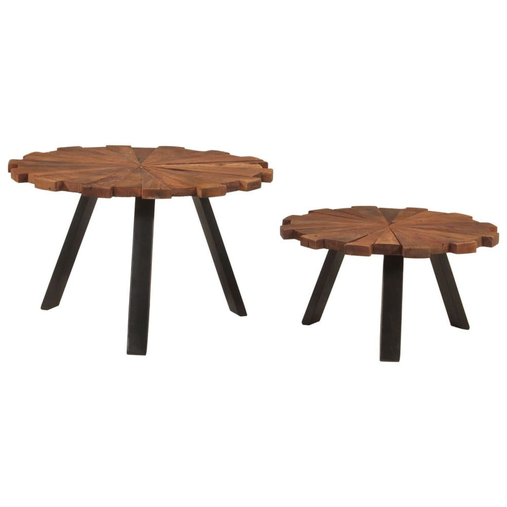 Salontafels 2 st massief gerecycled hout en ijzer MeubelReus