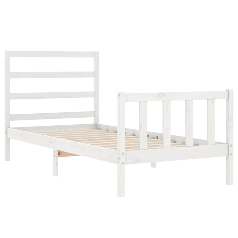 Bedframe met hoofdbord massief hout wit 2FT6 Small Single