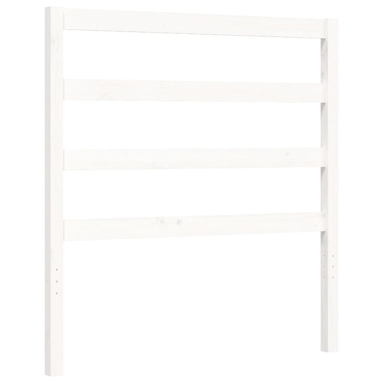 Bedframe met hoofdbord massief hout wit 90x190 cm