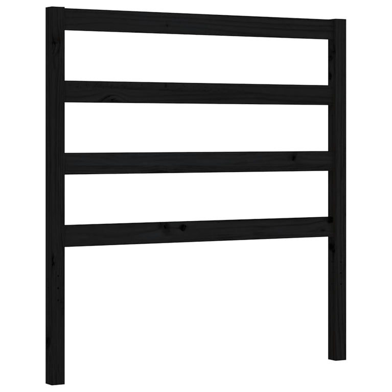 Bedframe met hoofdeinde massief hout zwart 90x190 cm