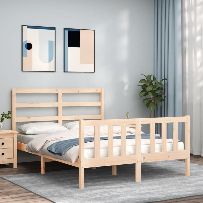 Bedframe met hoofdbord massief hout 4FT Small Double