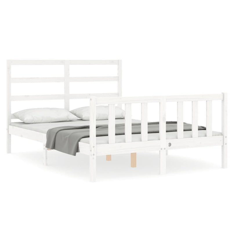 Bedframe met hoofdbord massief hout wit 4FT Small Double