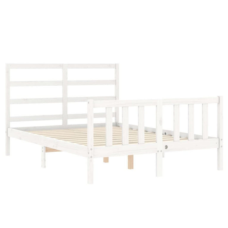 Bedframe met hoofdbord massief hout wit 4FT Small Double
