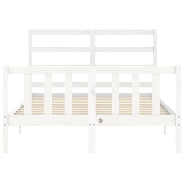 Bedframe met hoofdbord massief hout wit 4FT Small Double
