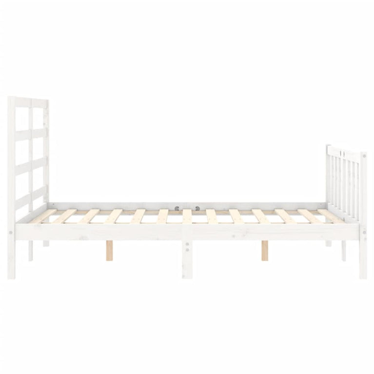 Bedframe met hoofdbord massief hout wit 4FT Small Double
