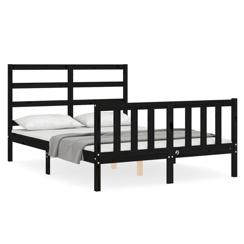 Bedframe met hoofdbord massief hout zwart 4FT Small Double
