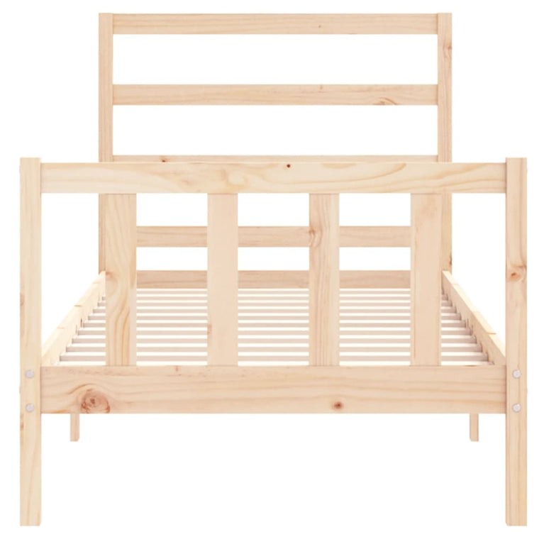 Bedframe met hoofdbord massief hout 90x200 cm
