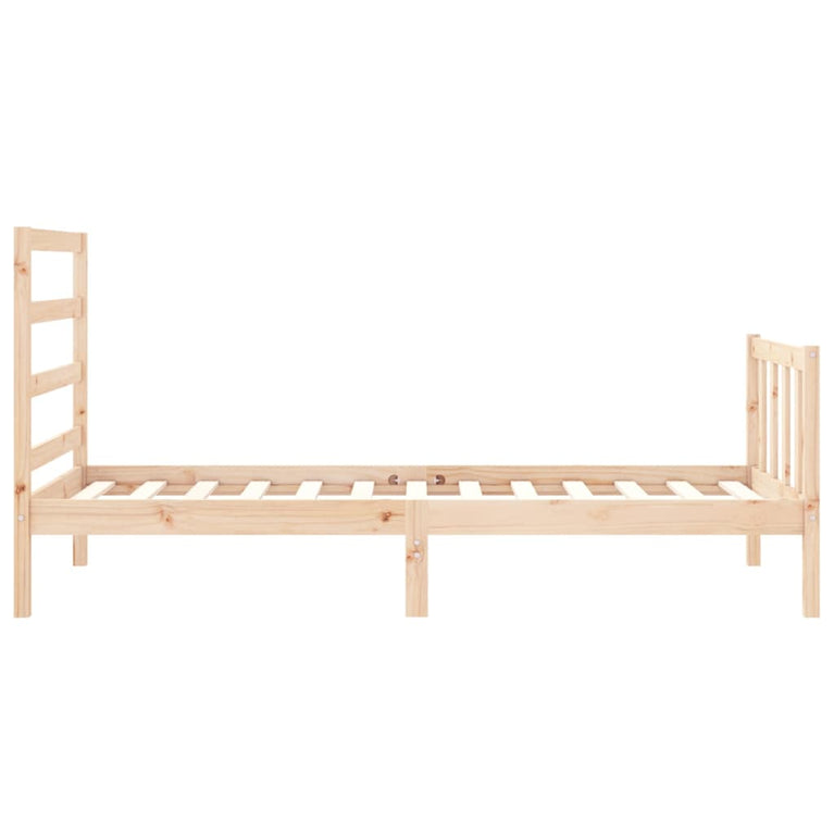 Bedframe met hoofdbord massief hout 90x200 cm