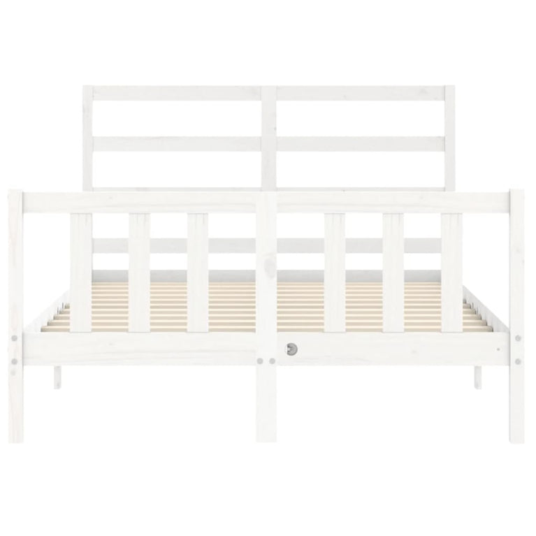 Bedframe met hoofdbord massief hout wit 120x200 cm