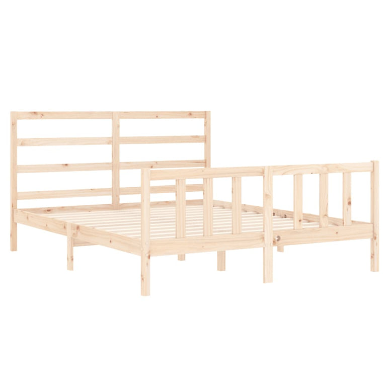Bedframe met hoofdbord massief hout 160x200 cm