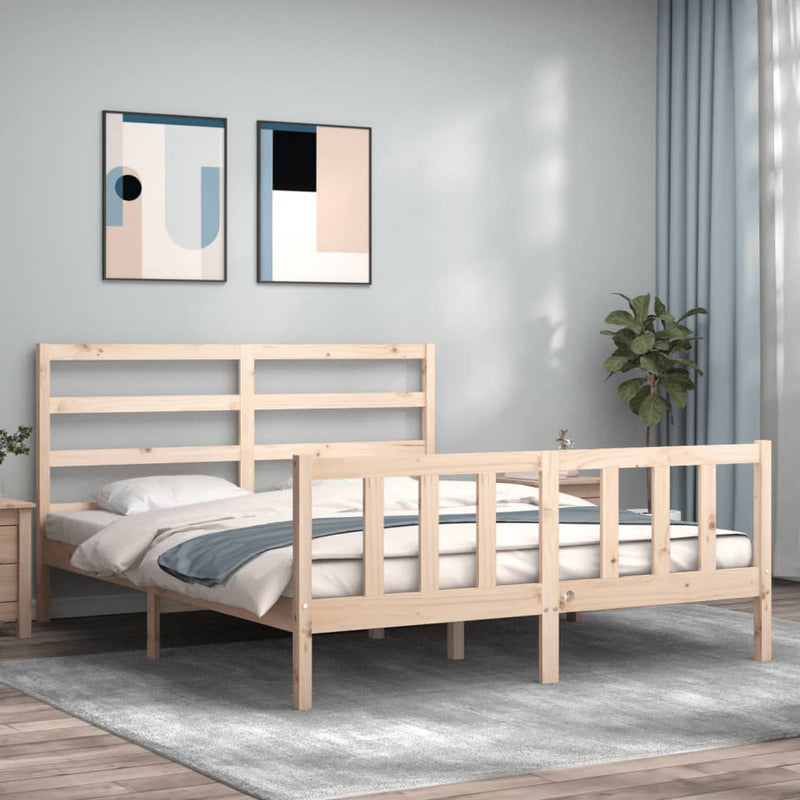 Bedframe met hoofdbord massief hout 160x200 cm