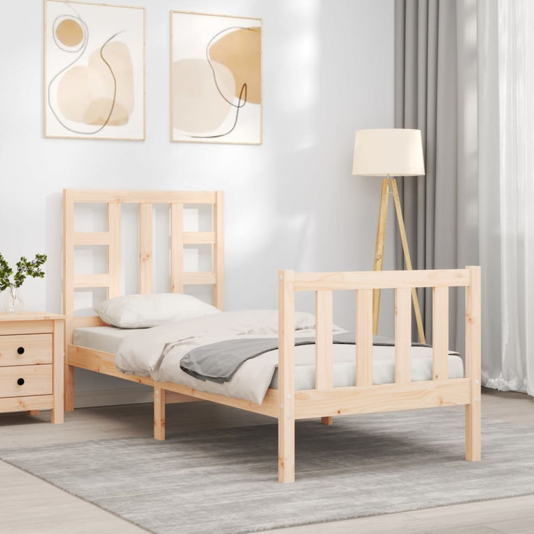 Bedframe met hoofdbord massief hout 2FT6 Small Single