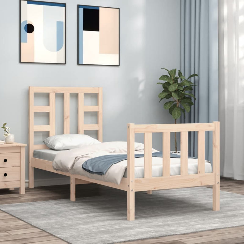 Bedframe met hoofdbord massief hout 2FT6 Small Single