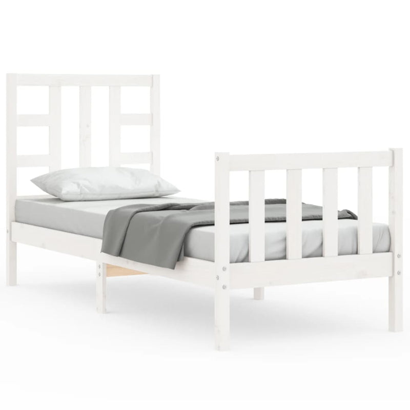 Bedframe met hoofdbord massief hout wit 2FT6 Small Single