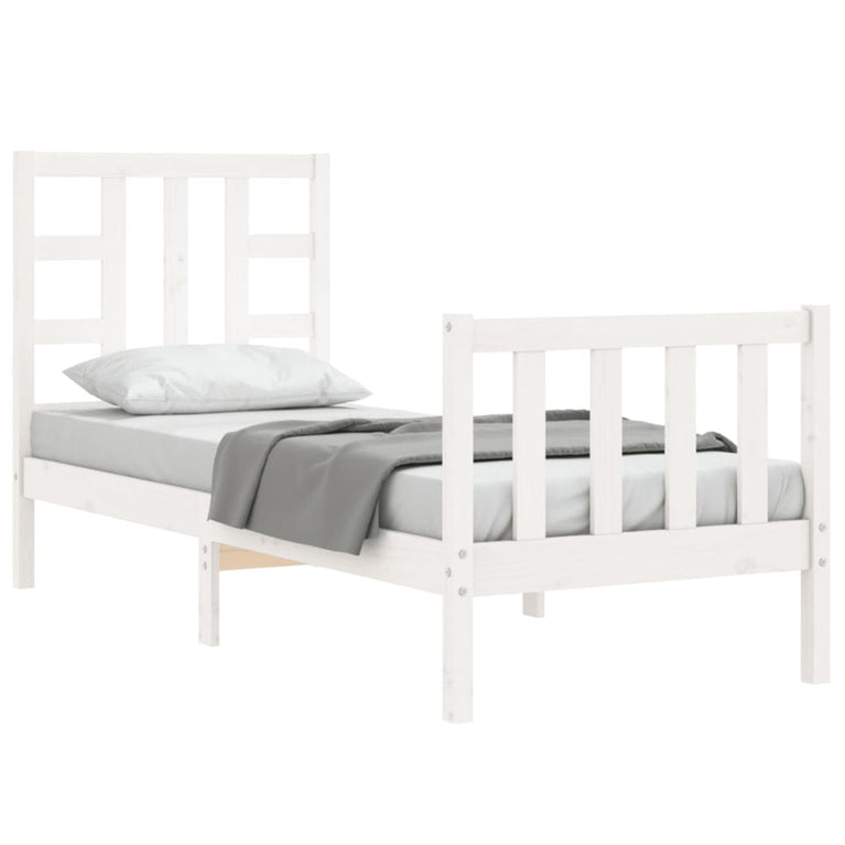 Bedframe met hoofdbord massief hout wit 2FT6 Small Single