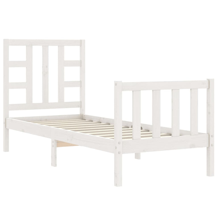 Bedframe met hoofdbord massief hout wit 2FT6 Small Single