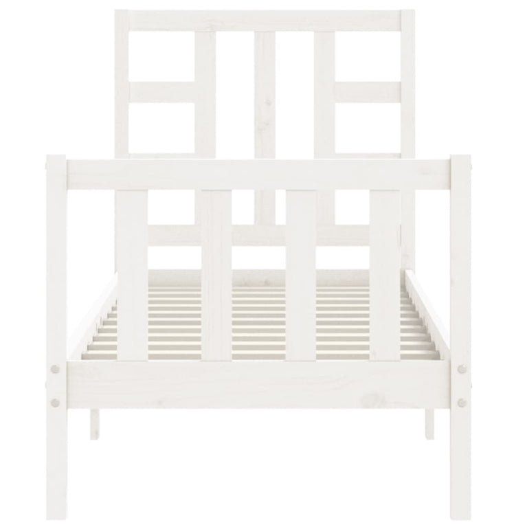 Bedframe met hoofdbord massief hout wit 2FT6 Small Single