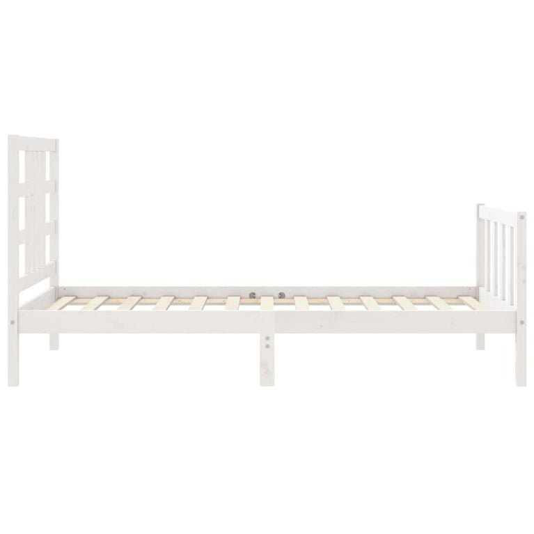 Bedframe met hoofdbord massief hout wit 90x190 cm