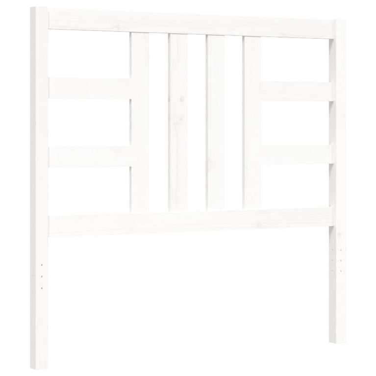 Bedframe met hoofdbord massief hout wit 90x190 cm