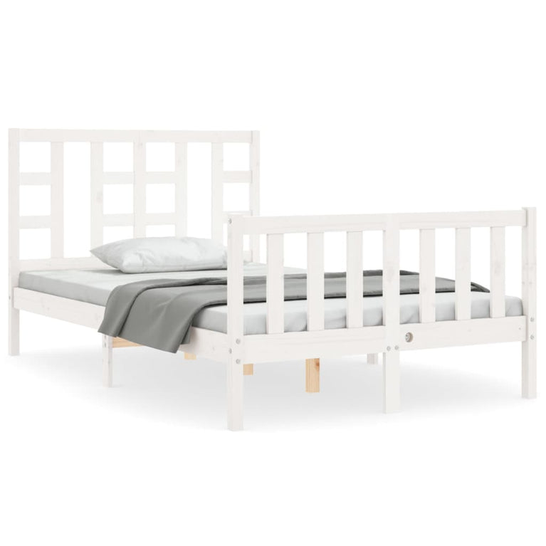 Bedframe met hoofdbord massief hout wit 4FT Small Double