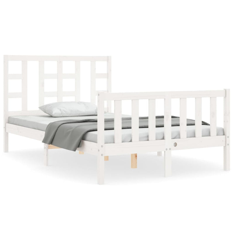 Bedframe met hoofdbord massief hout wit 4FT Small Double
