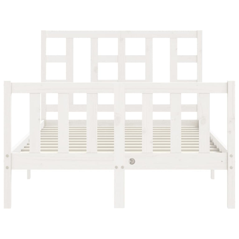 Bedframe met hoofdbord massief hout wit 4FT Small Double