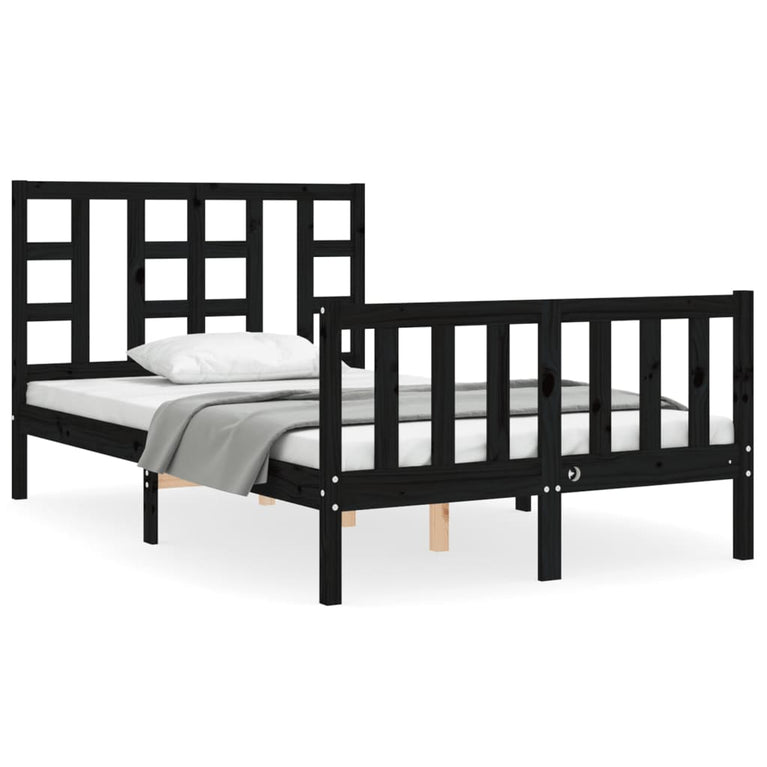 Bedframe met hoofdbord massief hout zwart 4FT Small Double