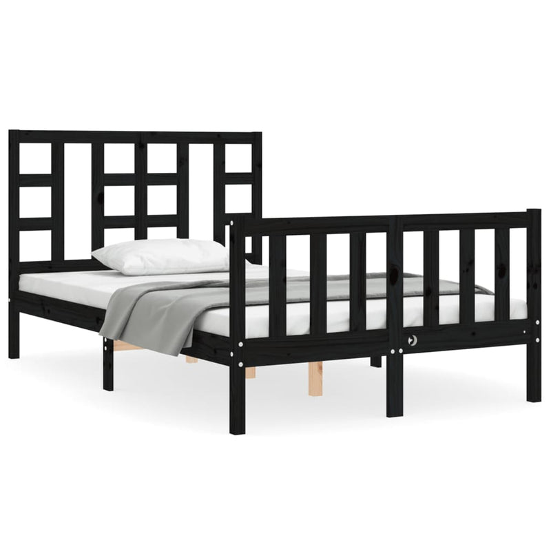 Bedframe met hoofdbord massief hout zwart 4FT Small Double