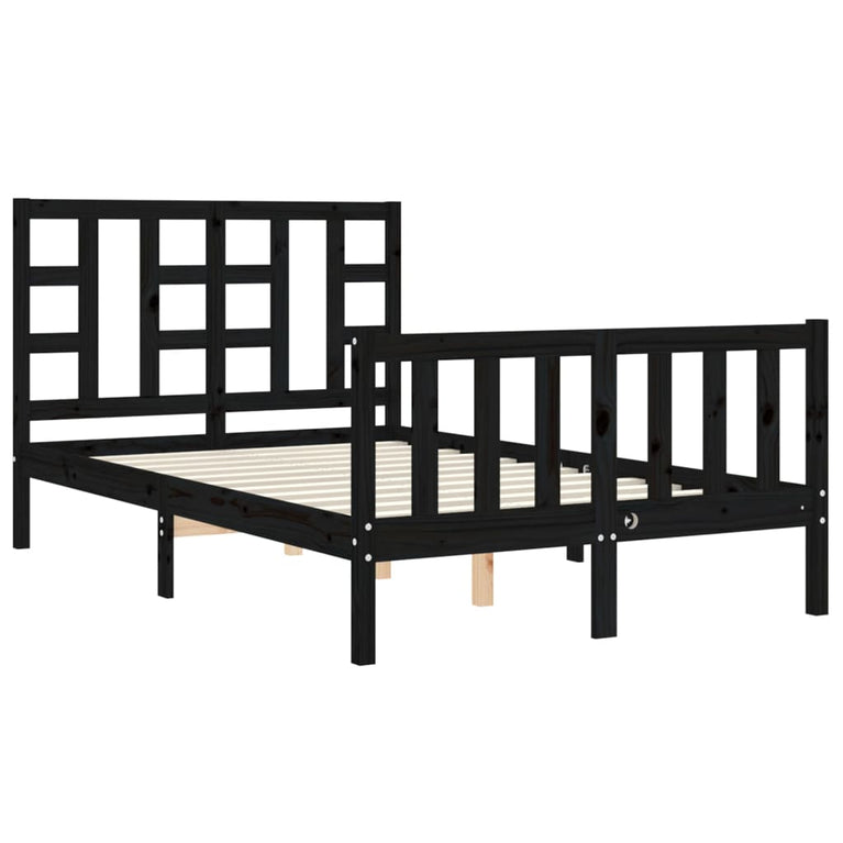 Bedframe met hoofdbord massief hout zwart 4FT Small Double