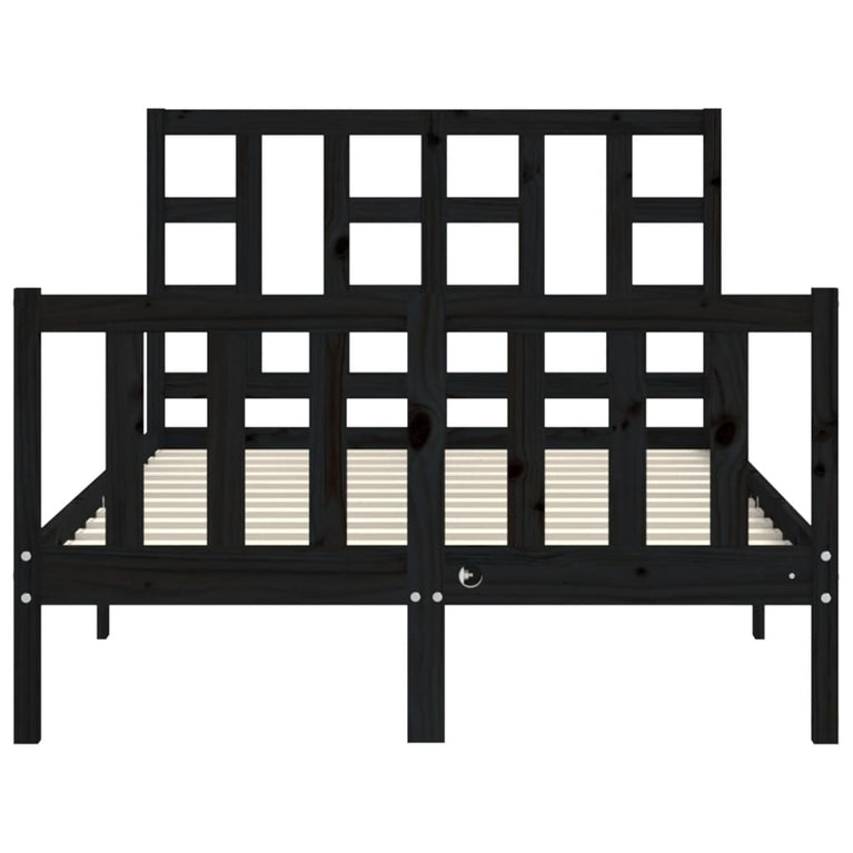 Bedframe met hoofdbord massief hout zwart 4FT Small Double