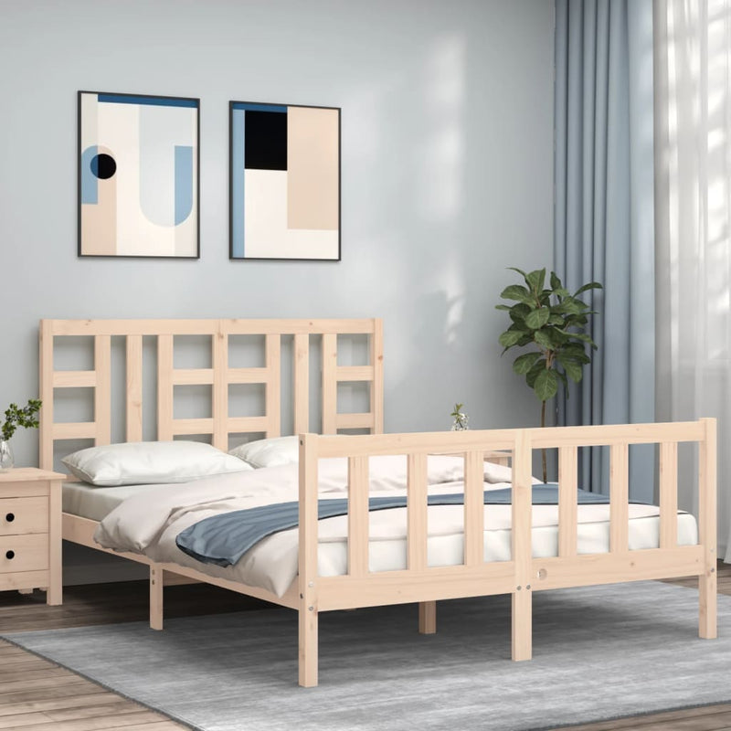 Bedframe met hoofdbord massief hout 4FT6 Double
