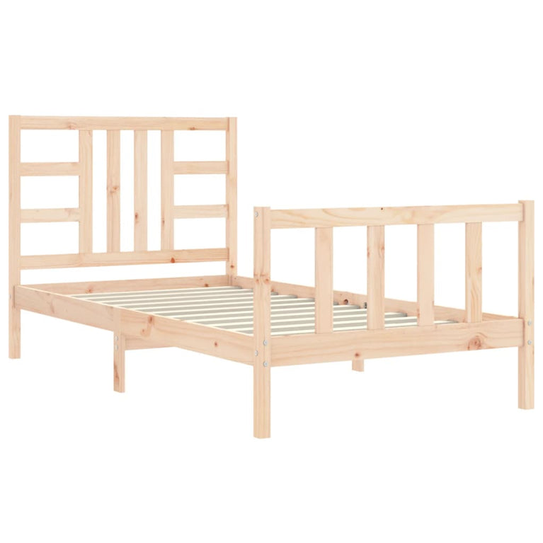 Bedframe met hoofdbord massief hout 90x200 cm