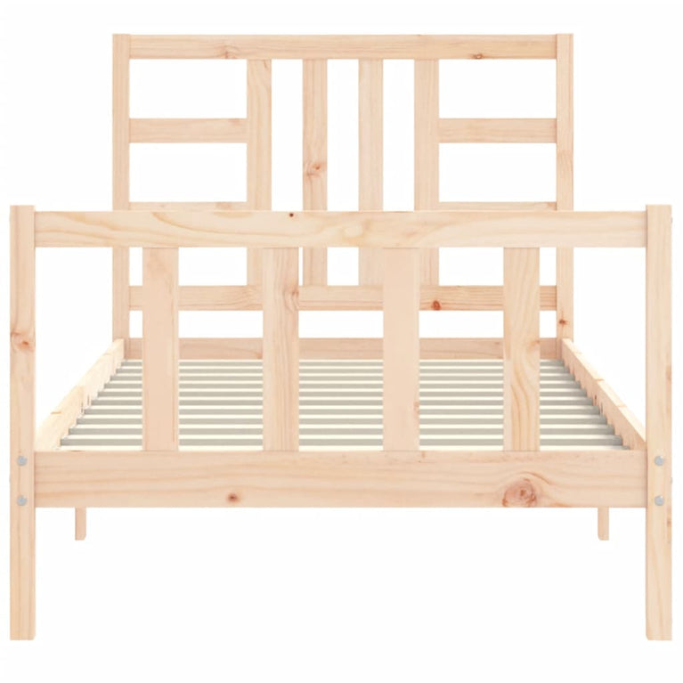 Bedframe met hoofdbord massief hout 90x200 cm
